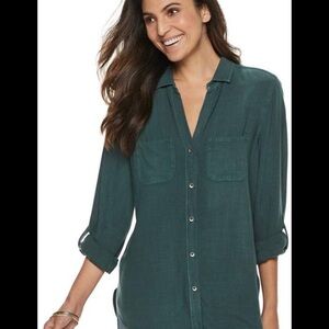 Rock & Republic Green Button Down Shirt